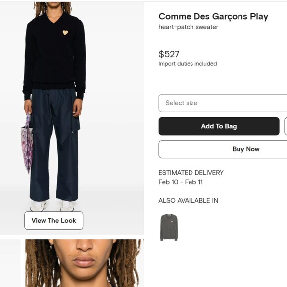 Large Wool V neck COMME DES GARÇONS PLAY Sweater - Picture 7 of 7